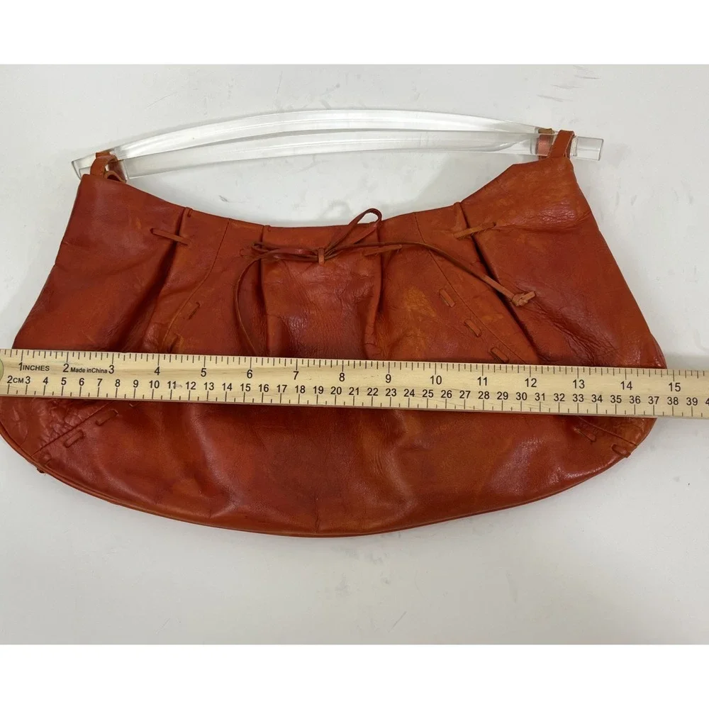Via Spiga VTG Leather Hobo Bag Orange Rust Clear Lucile Handles *READ* Blotchy